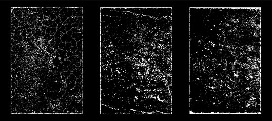 Grunge worn paper effect. Overlay texture stamps with old paper. Stamps distress grain surface dust and rough background concept. Illustration place over object to create grunge effect. Vector EPS10.
