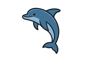 Cute cartoon jumping dolphin marine animal icon design