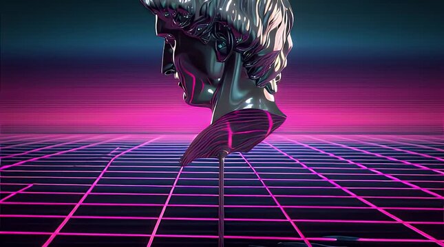 Retro Bust - A Vaporwave Aesthetic Exploration of Art and Technology.