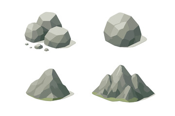 Isometric low poly rock and mountain set for game assets © Andrei