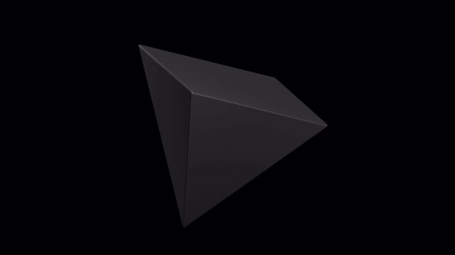 Abstract 3D Geometric Shape Rotating on Black Background.