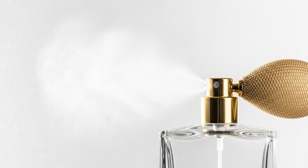 Perfume fragrance scent aroma bottle luxury cosmetic beauty glamour style elegant atomizer spray gold liquid glass fashion perfumery product essence