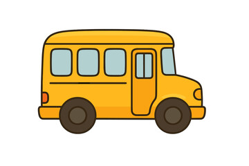 Simple yellow school bus side view cartoon graphic