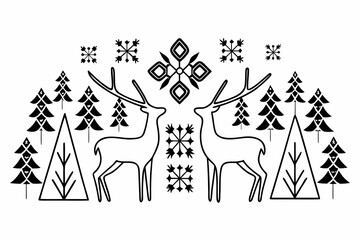 seamless pattern scandinavian christmas folk art