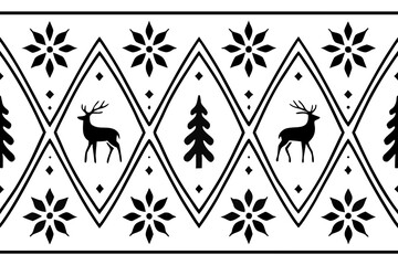 seamless pattern scandinavian christmas folk art