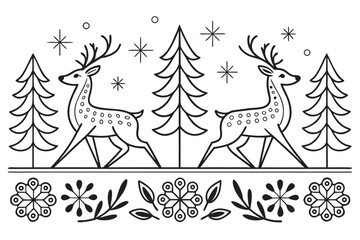 seamless pattern scandinavian christmas folk art