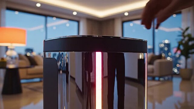 Glowing smart dust bin syncing with environment