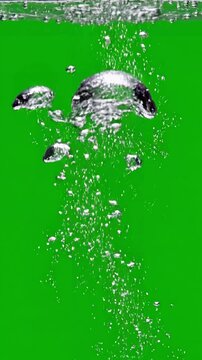 Green Screen water bubbles filled carbon dioxide and float upwards 4k 3d loop animation soda ocean air sea aqua bath soap liquid underwater drops drink splashes fizz waterdrop scene 1 with distortion