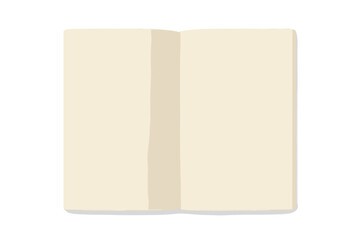 Minimalist open blank notebook with empty cream pages on clean white background