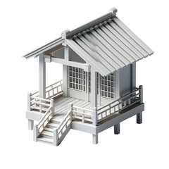 Modern terrace handrail and sitting space isolated on transparent background