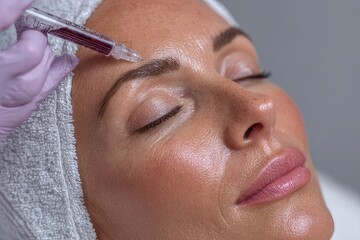  woman receiving professional cosmetic skin rejuvenation treatment