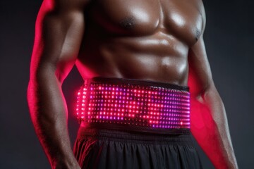 Torso close-up wearing active red light belt