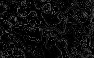 Abstract illustration of white topography pattern on black background. background with abstract texture with abstract shapes concept
