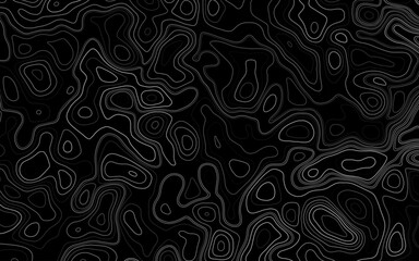 Abstract illustration of white topography pattern on black background. background with abstract texture with abstract shapes concept