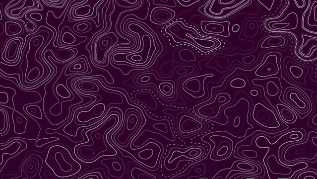 Abstract illustration of white topography pattern on purple background. background with abstract texture with abstract shapes concept