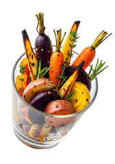 Roasted Root Vegetables in a Glass.