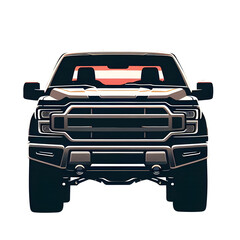 Pickup truck front silhouette isolated on transparent background