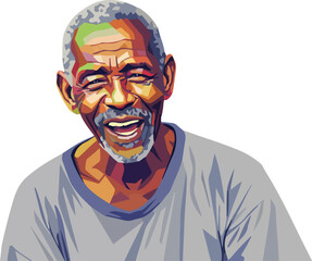 Old African village man with a happy face vector illustration