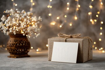 Holiday gift box with blank note card  
