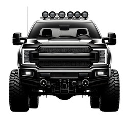 Pickup truck vehicle vector front view isolated on transparent background