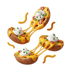 Deliciously crafted clay art depicting cheesy nachos with sour cream and toppings.