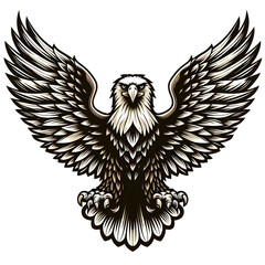 Realistic flying eagle vector design isolated on transparent background