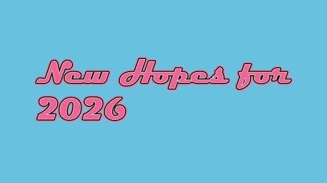 Pink outlined hopes text against a light blue background in a graphic design style