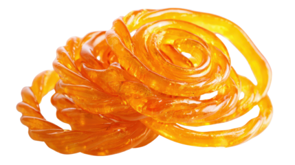 Indian jalebi syrup-coated spiral dessert background isolated on a Transparent background, PNG file.