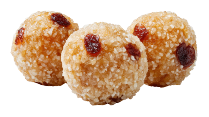 Indian laddoo sweet balls background isolated on a Transparent background, PNG file.