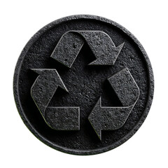Recycle symbol made of stone isolated on transparent background, eco friendly concept