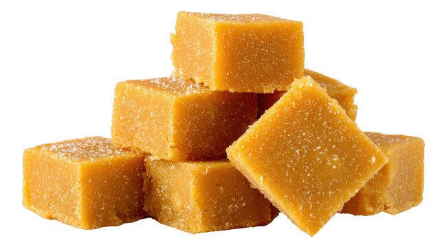 Indian mysore pak gram flour sweet background isolated on a Transparent background, PNG file.