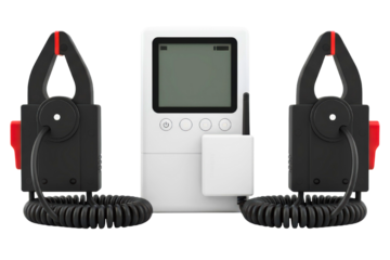 Wireless energy monitor with current clamp sensors and display isolated on a transparent background