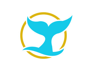 Blue Whale Tail and Gold Circle Logo