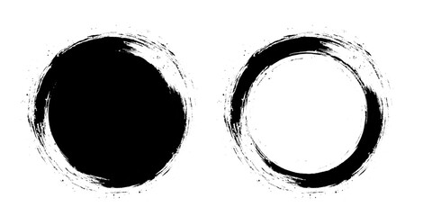 Set of grunge circle brush. Grunge banner collection. Grunge round shapes, paint circle, stroke border frame vector. Grunge brush .