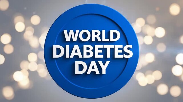 World Diabetes Day text on blue circle.