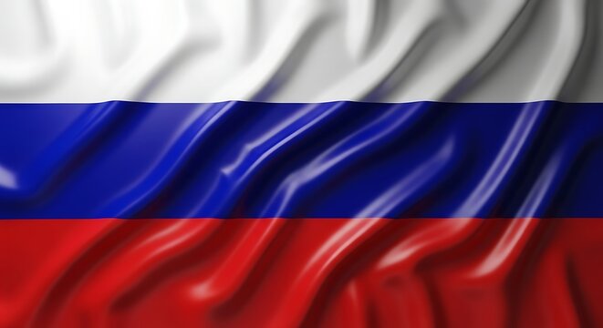 Russian flag with horizontal stripes of white blue and red waving national symbol patriotism