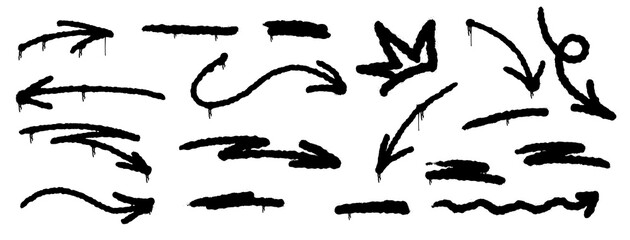 Raw spray lines and bold arrow strokes form gritty graffiti accents with drip paint and stencil marks. Spray texture meets arrow energy, graffiti mood and grunge flair.