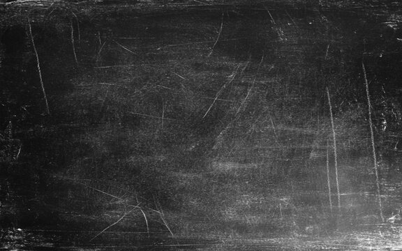 Chalk rubbed out on blackboard background. Empty black chalk board texture. Mockup background