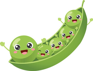 Family of Peas in a Pod Kids Illustration 