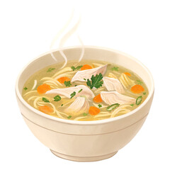 Chicken Noodle Soup in a bowl isolated on white background