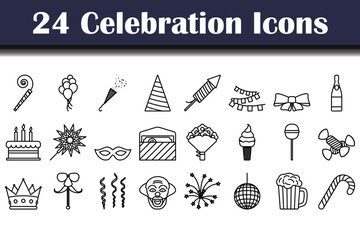 Flat Icons Set for Party and Celebration Events