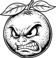 Furious Orange Cartoon Mascot with a Snarling Face and Textured Peel.