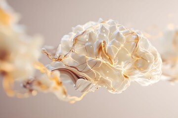 Abstract Cream Cloud with Gold Wire and Light Accents in Minimalist Style