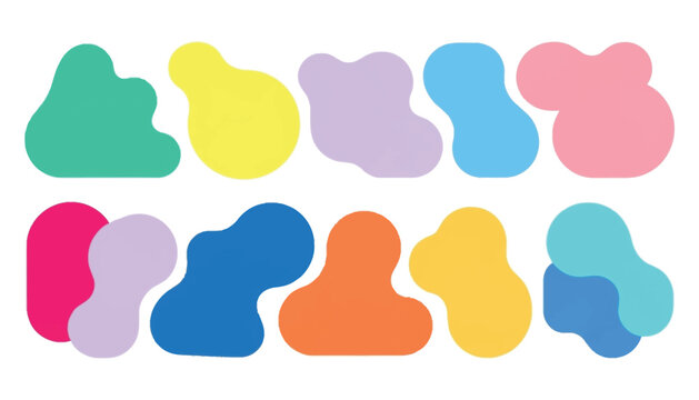 Collection of colorful abstract shapes isolated on, perfect for adding a playful touch to designs