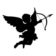 Angel with wings.Cupid silhouette.Vector illustration.