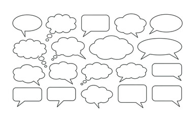 Fototapeta premium Collection of diverse blank speech and thought bubbles for communication, dialogue, chat, and expression Vector