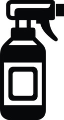 Simple black and white icon of a spray bottle with a trigger and label area