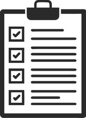 Clipboard with checklist and completed tasks marked with checkmarks and lines of text