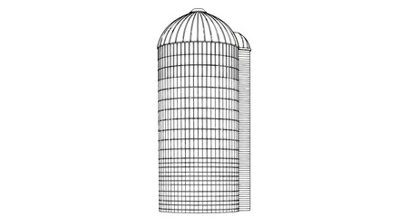 Fototapeta premium Vector illustration of line drawing of a farm silo for grain storage