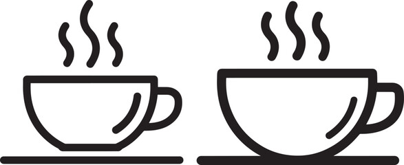 Two steaming coffee cups silhouette